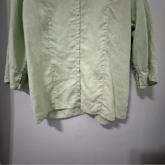 Eileen Fisher% Linen Green Button Front Boxy Tunic Size Large - Picture 6 of 13